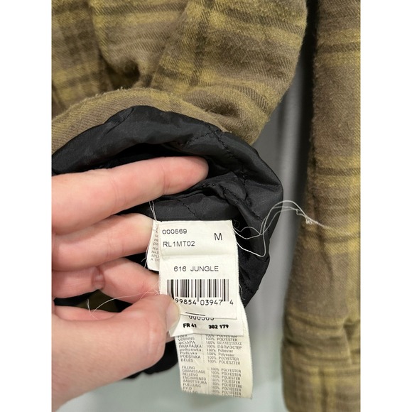 Rossignol Mens Plaid Flannel Shirt Jacket Quilted Lined Brown Olive Green Medium - Picture 4 of 7